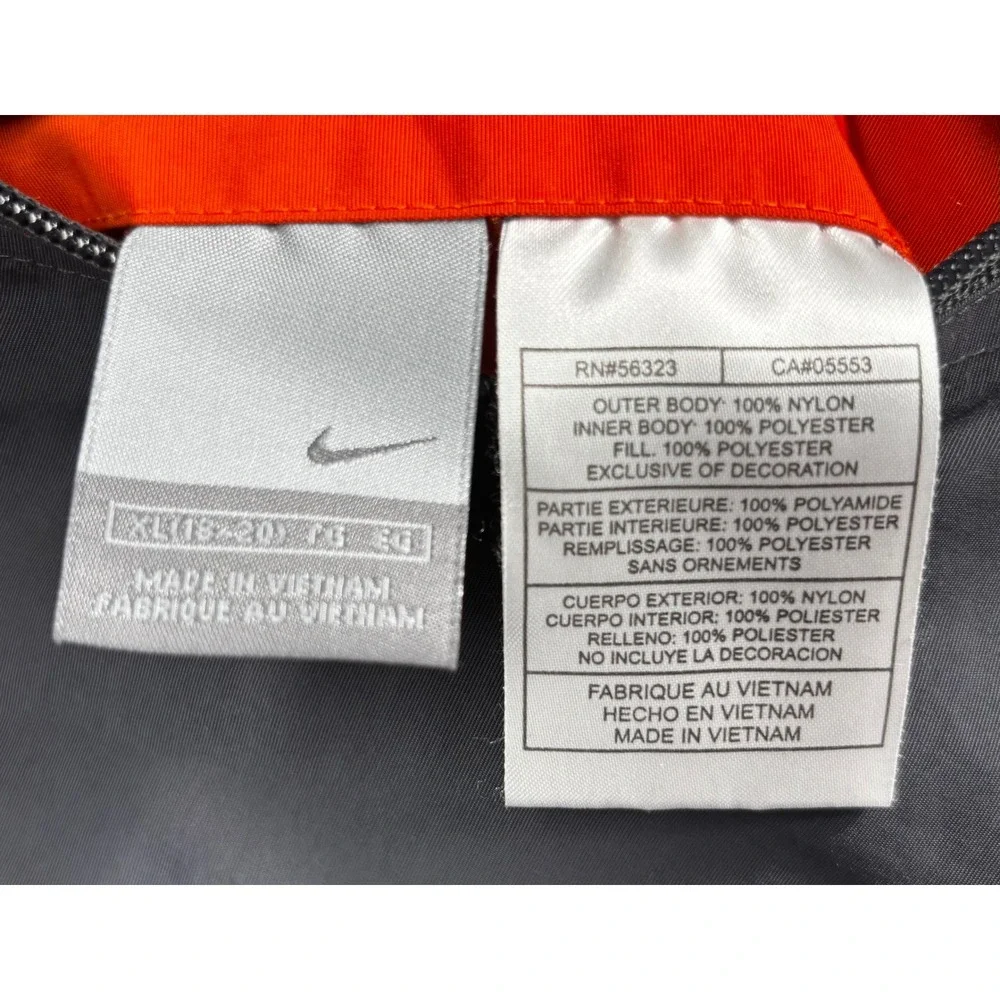 Nike Puffer Jacket Kids XL 18-20 Orange Black Good Hooded Fleece Lined Outerwear